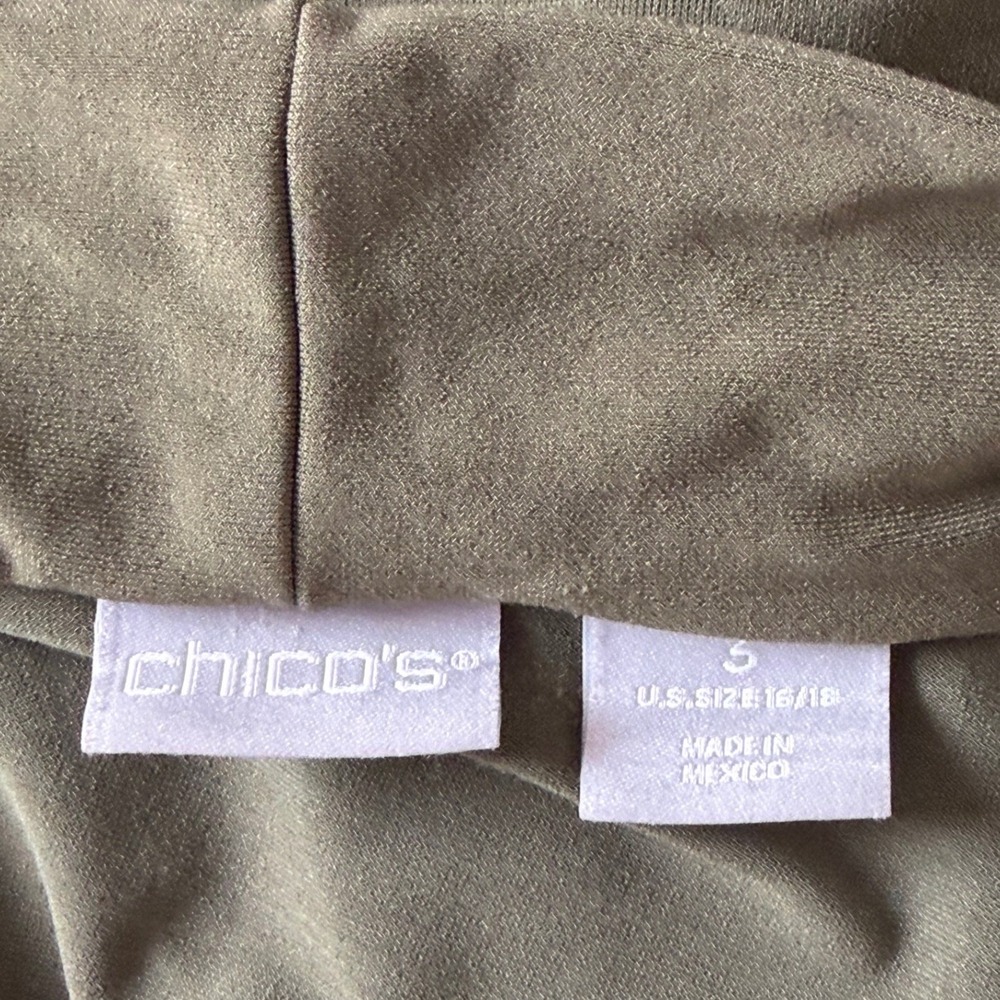 Chico's Cardigan Set Womens 3 16/18 Travelers Olive Green Open Front EUC - Picture 4 of 7